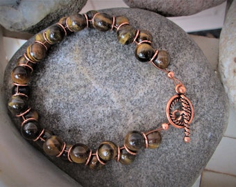 Tigers Eye and Copper Goddess Inspired Beaded Bracelet