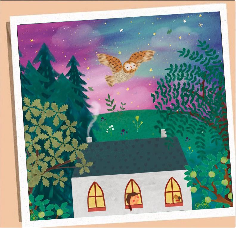 Aurora Owl art card