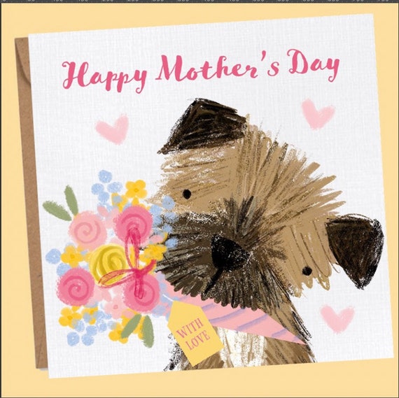 Border Terrier Puppy Dog Mother's Day Personalised Greeting Card Nan Mum FV163 