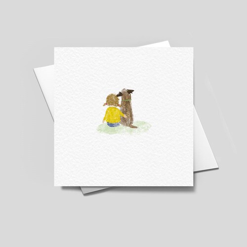 Border Terrier and Girl  Card