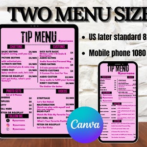 OnlyFans Tip Menu Template: Pink & Black Canva Design (Digital Download)