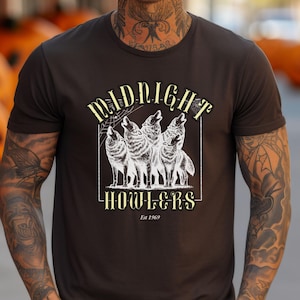 Midnight Howlers Unisex T-Shirt, Graphic Tee, Wolf T-Shirt, Nature Lover Gift, Casual Wear, Animal Graphic Tee
