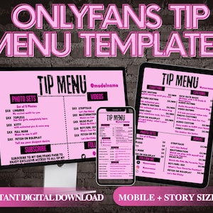 Menusjabloon OnlyFans-tip: roze en zwart canvasontwerp (digitale download)