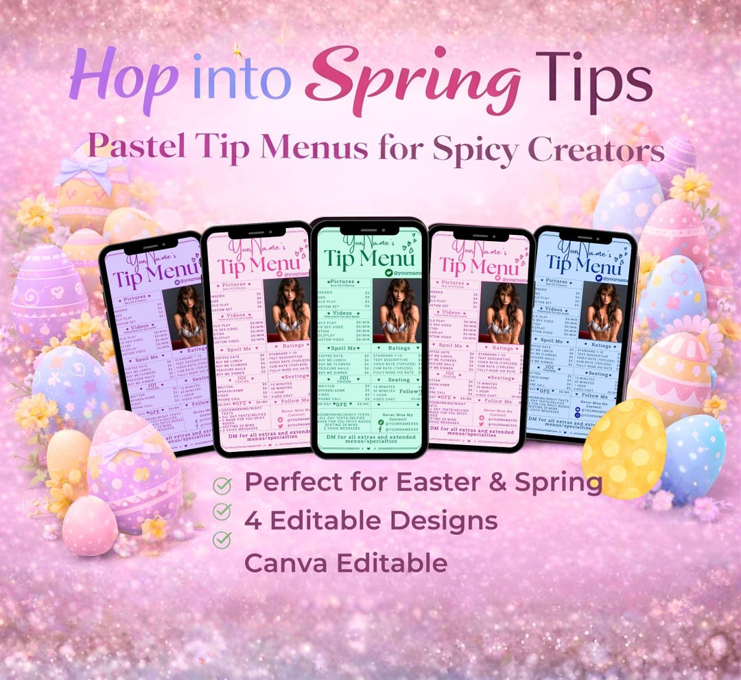 Easter Spicy Creator Content Menu Templates | Pastel Tip Menus for ...
