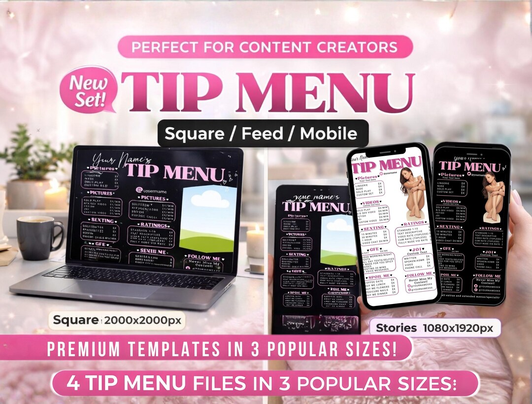 Onlyfans Tip Menu Template: Black & White Layout (canva Editable ...