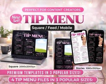 OnlyFans Tip Menu Template: Black & White Layout (Canva Editable, Digital Download)