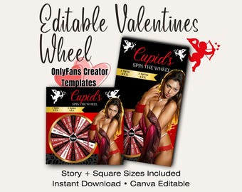 Cupid’s Spin the Wheel Game – onlyfans Valentines Day Tip Game | Editable Canva Template | Story & Square Sizes | Animated + Static