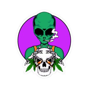 Alien Skull Kiss-Cut Stickers | Fun Decals for Laptops, Water Bottles, Journals, Parties, Gifts