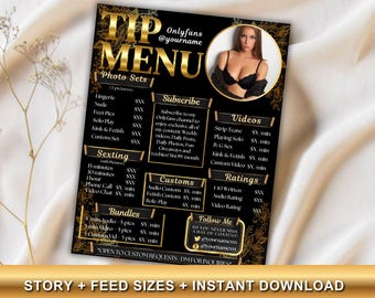 Black and Gold Onlyfans Tip Menu Template: Kinky Canva Design | NSFW Content Price List (Digital Download)