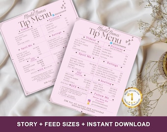 Pretty in Pink OnlyFans Tip Menu: Editable Canva Templates for NSFW Content (Digital Download)