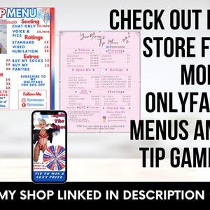 Onlyfans Tip Menu, Free Canva Template, Fansly Menu Digital Download
