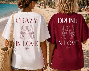 Personalisiertes JGA T-Shirt Damen mit Namen, Individuelles Junggesellinnenabschied Shirt Braut & Crew, Team Braut Outfit Frauen, Girls Trip