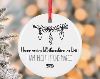 Personalisierter Weihnachtsschmuck Ornament Familie, Unser erstes Weihnachten zu dritt viert fünft 2025 Weihnachtsdekoration Geschenk Baby