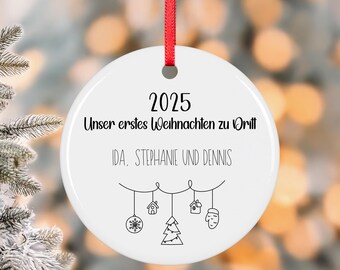 Personalisierter Weihnachtsschmuck Ornament Familie, Unser erstes Weihnachten zu dritt viert fünft 2025 Weihnachtsdekoration Geschenk Baby