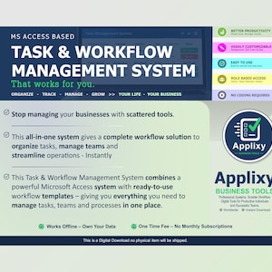 MS Access Task Management System | Team Workflow Tracker (Instant Download)