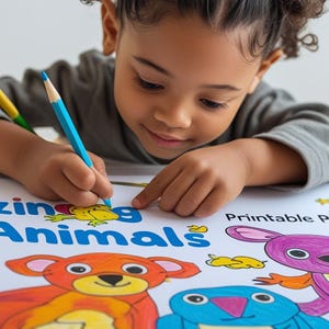 Amazing Animals Coloring Book for Kids – Printable PDF – 10 Fun Animal Pages for Toddlers and Children