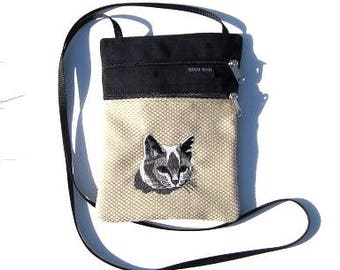 Russian Blue Cat Cross Body Flat Purse