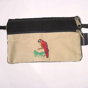 Red Macaw Parrot 2 Compartment Pouch