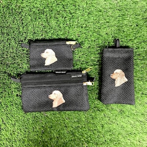 Golden Retriever (pattern #1) 2 Zipper Pouch, Golden Retriever Eyeglass Case, Golden Retriever Coin Purse, 3 Piece Set, Golden Retriever