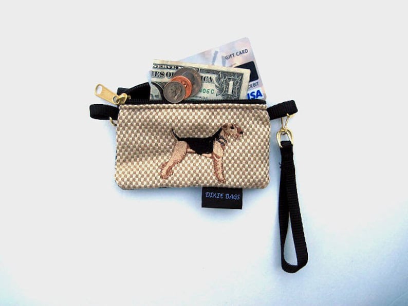 Full Body Airdale Dog Coin Purse with or without a strap or wristlet