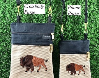 Buffalo Crossbody Purse, Buffalo Phone Purse, Buffalo Coin Purse, Buffalo Crossbody Bag, Buffalo Purse, Buffalo, Bison, Bison Crossbody Bag