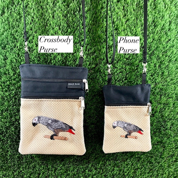 African Grey Parrot Crossbody Purse, Parrot Phone Purse, Parrot Coin Purse, Parrot Crossbody Bag, African Grey Parrot, African Grey, Parrot