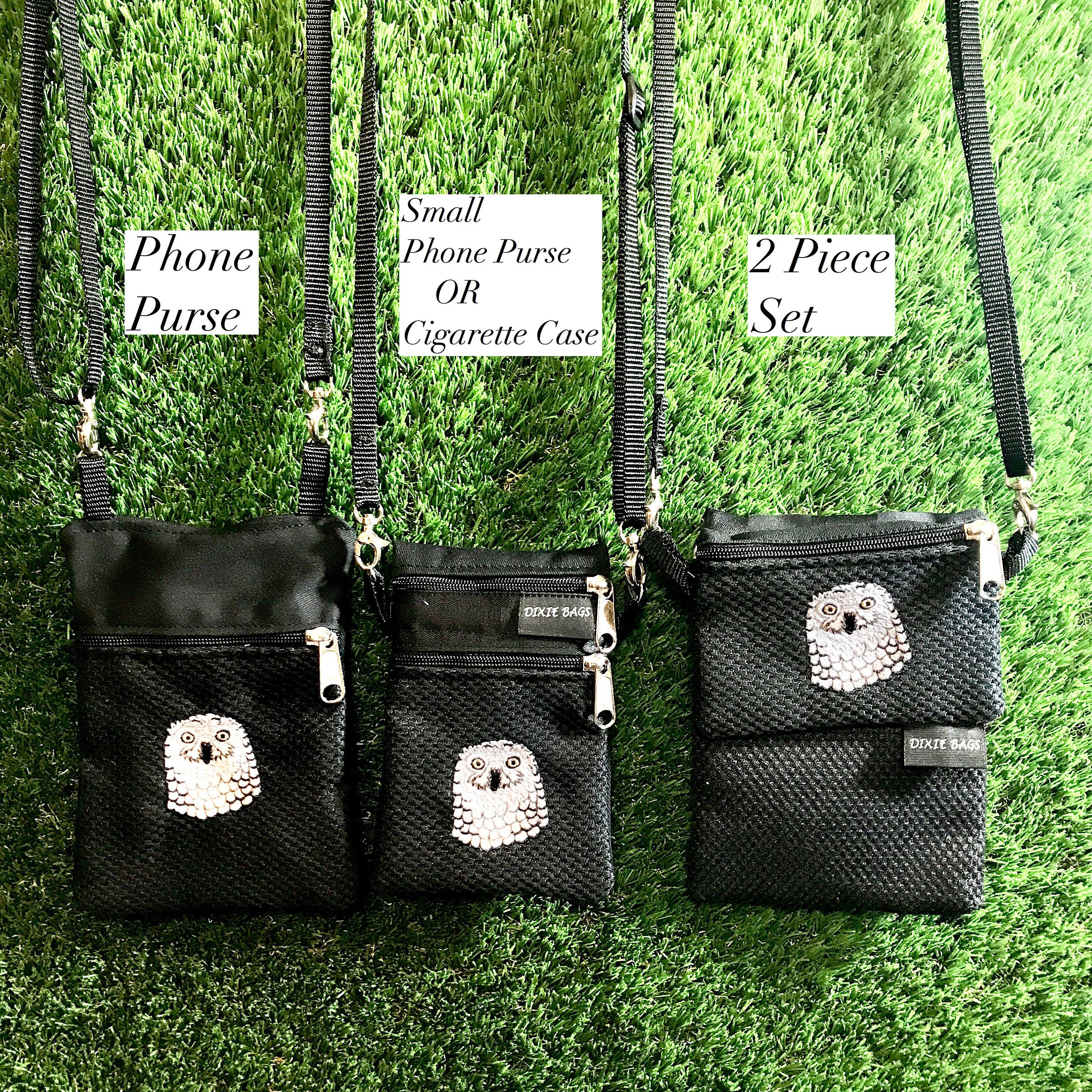 Snowy Owl Cell Phone Purse, Owl Small Phone Case, Owl Cigarette Case, 2 Piece Set, Owl Coin Purse, O