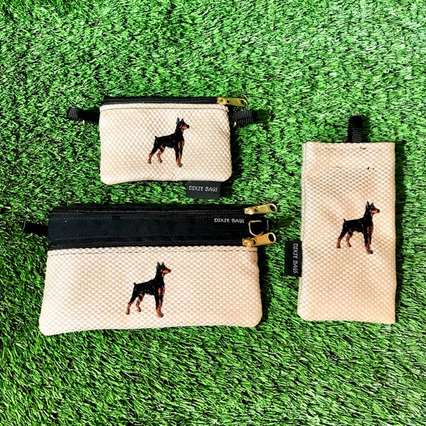 Doberman Pinscher Coin Purse, Doberman Pinscher 2 Zipper Pouch, Doberman Pinscher Eyeglass Case, 3 Piece Set, Doberman Crossbody Bag, Dobies