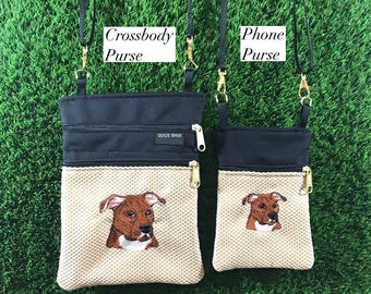 Pit Bull Crossbody Geldbörse, Pit Bull Telefon Geldbörse, Pit Bull Münze Geldbörse, Pit Bull Crossbody Tasche, Staffordshire Terrier, natürliche Ohr Pit Bull, Hund