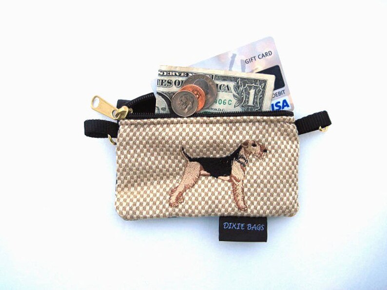Full Body Airdale Dog Coin Purse with or without a strap or wristlet