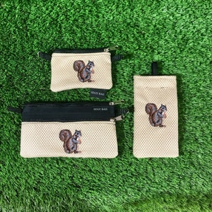 Bolso de moneda de ardilla, ardilla 2 bolsa de cremallera, caja de gafas de ardilla, 3 piezas set, bolso crossbody ardilla, bolso de cambio de ardilla, ardilla