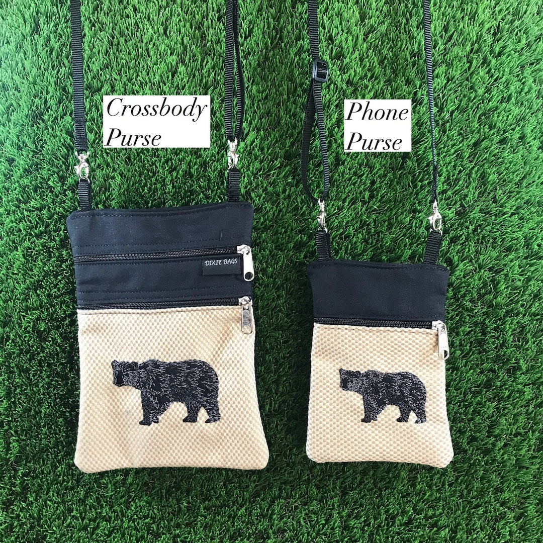 Black Bear Crossbody Purse, Black Bear Phone Purse, Black Bear Coin
