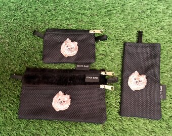 Cream Pomeranian Coin Purse, Cream Pomeranian 2 Zipper Pouch, Cream Pomeranian Eyeglass Case, 3 Piece Gift Set, Pomeranian Crossbody Bag