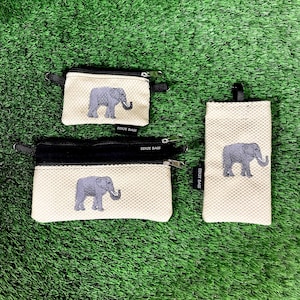 Monedero de la moneda del elefante, elefante 2 bolsa de la cremallera, caja del anteojo del elefante, conjunto de 3 piezas, bolso cruzado del elefante, monedero del cambio del elefante, elefante