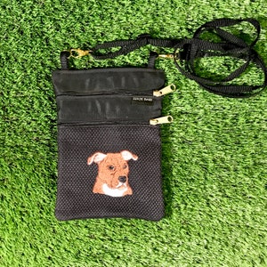 Pit Bull Dog Crossbody Flat Purse, Natural Ear Pit Bull Crossbody Purse, Staffordshire Terrier Crossbody Purse, Staffordshire Terrier