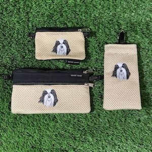 Bolsa de moedas Bearded Collie, Bolsa com zíper Bearded Collie 2, Estojo para óculos Bearded Collie, Conjunto de presente, Bearded Collie, Beardie,
