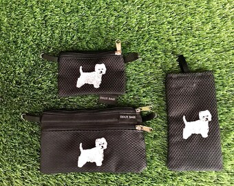 West Highland Terrier Geldbörse, Westie 2 Reißverschluss Beutel, Westie Brillentasche, 3 Stück Set, Westie Crossbody Tasche, West Highland Terrier