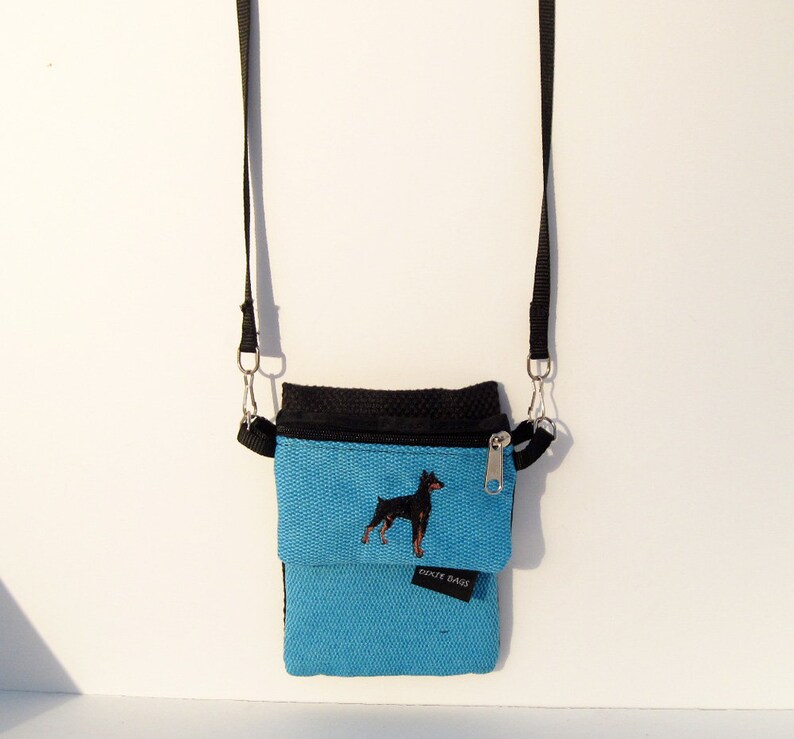 Doberman Dog Coin Purse on Blue
