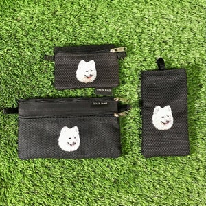 American Eskimo Myntbörs, American Eskimo Plånbok med 2 dragkedjor, American Eskimo Glasögonfodral, Set med 3 delar, American Eskimo, Tysk spetshund