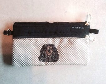 Cavalier King Charles Spaniel Dog, Black and Tan, 2 Compartment  Pouch