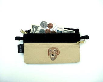 Wire Haired Dachshund  2 Compartment Pouch