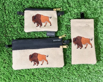 Buffalo Coin Purse, Buffalo 2 Zipper Pouch, Buffalo Eyeglass Case, Gift Set, Buffalo Crossbody Bag, Bison Change Purse, Bison, Buffalo,