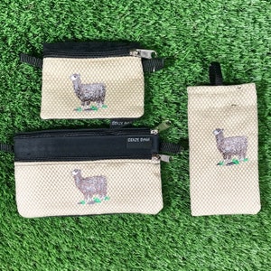 Monedero de monedas Alpaca, Bolsa de la cremallera de la alpaca 2, Caja de gafas de alpaca, Juego de 3 piezas, Bolso bandolera de Alpaca, Monedero de cambio de alpaca, Alpaca