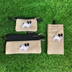 Monedero de moneda Papillon blanco y negro, bolsa con cremallera Papillon 2, caja de gafas Papillon, bolso cruzado Papillon, spaniel de juguete continental