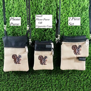 Eichhörnchen Handytasche, Eichhörnchen Kleine Handytasche, Eichhörnchen Zigarettenhülle, 2 Stück Geschenkset, Eichhörnchen Geldbörse, Eichhörnchen Kleine Geldbörse