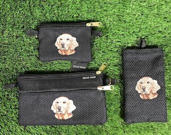 Golden Retriever (pattern #2) 2 Zipper Pouch, Golden Retriever Eyeglass Case, Golden Retriever Coin Purse, 3 Piece Set, Golden Retriever