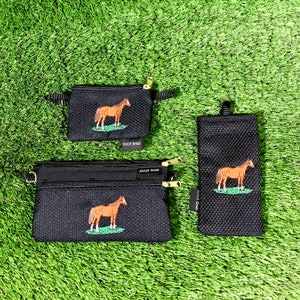 Brown Horse Coin Purse, Brown Horse 2 Zipper Pouch, Brown Horse Eyeglass Case, 3 Piece Set, Brown Horse Crossbody Bag, Brown Horse, Horse