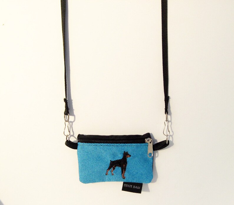 Doberman Dog Coin Purse on Blue