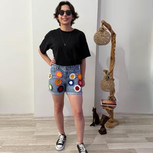 Handmade Denim Shorts, Embroidered Shorts, Gift for Her Summer, Cute Festival Shorts, Casual Chic Shorts, Hippie Style Shorts