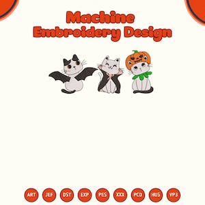 Halloween Cats Embroidery Design, Cat Lover Machine Embroidery File, Spooky Season Embroidery, Cat Mom Gifts Digital Download File
